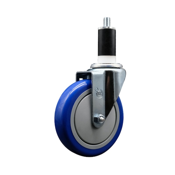 5'' SS Blue Poly Wheel Swivel 1-3/8'' Expanding Stem Caster